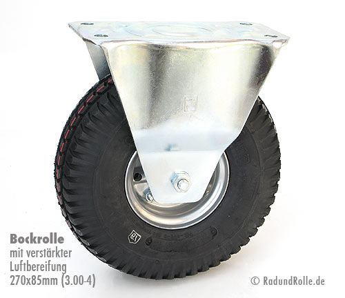 Bockrolle Luftrad 260 mm x 85 mm 3.00-4 Kunststoff-Felge mit Kunststoffgleitlager 