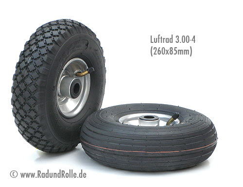 Lufträder N2 Mantel+Schlauch+Felge 3.00-4 Sackkarren Rad Luftrad Räder 260x85 mm 