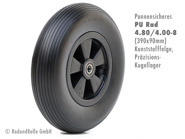 Pannensicheres PU Polyurethan-Schubkarrenrad 400x100mm (4.80/4.00-8)