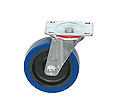 Lenkrollen mit Rad aus Elastik-Gummi blau auf Polyamidfelge 125x38