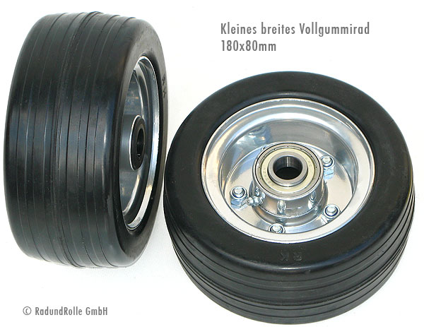 Vollgummi-Rad 260x85 mm (3.00-4), Rillenprofil, mit Kugellager, Rollenlager oder Gleitlager