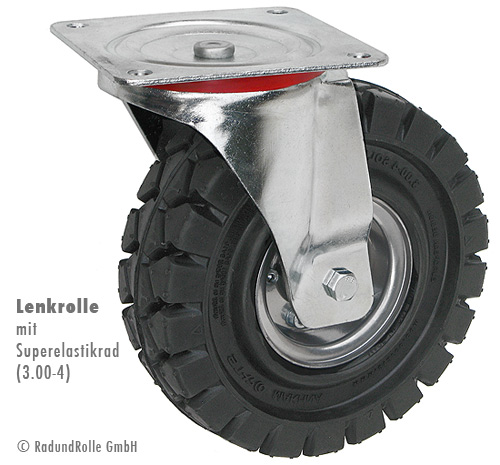 Lenkrolle mit Super-Elastic-Rad 260x85mm (3,00-4)