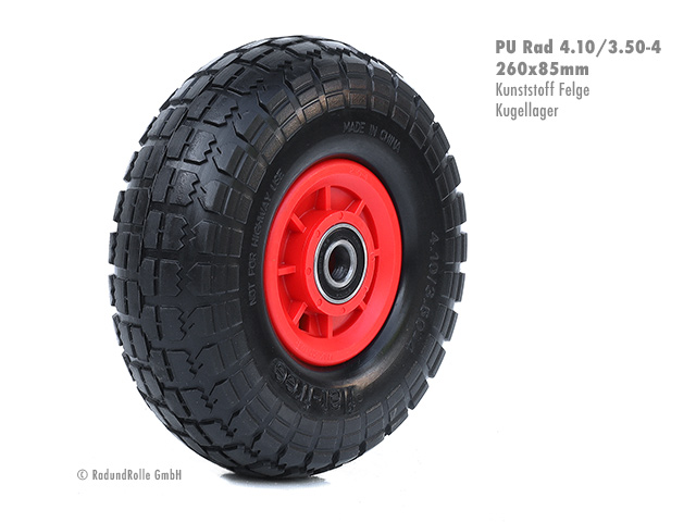 Qualitäts-Rad mit Polyurethan-Reifen 7 x 1,75, Stahlfelge mit Präzisionskugellagern