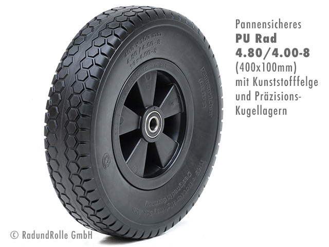 Pannensicheres PU-Rad aus hochdichtem Polyurethan mit PP-Kunststofffelge
