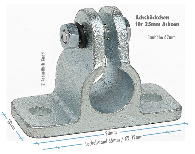 25 mm Achsbock Radachse Achshalter für Bollerwagen für Achse Ø20 