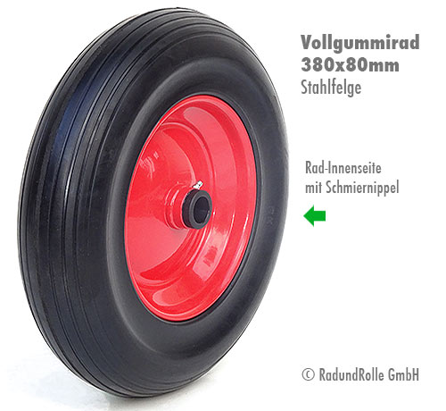 Vollgummi-Schubkarrenrad Reifen 380 x 80 mm