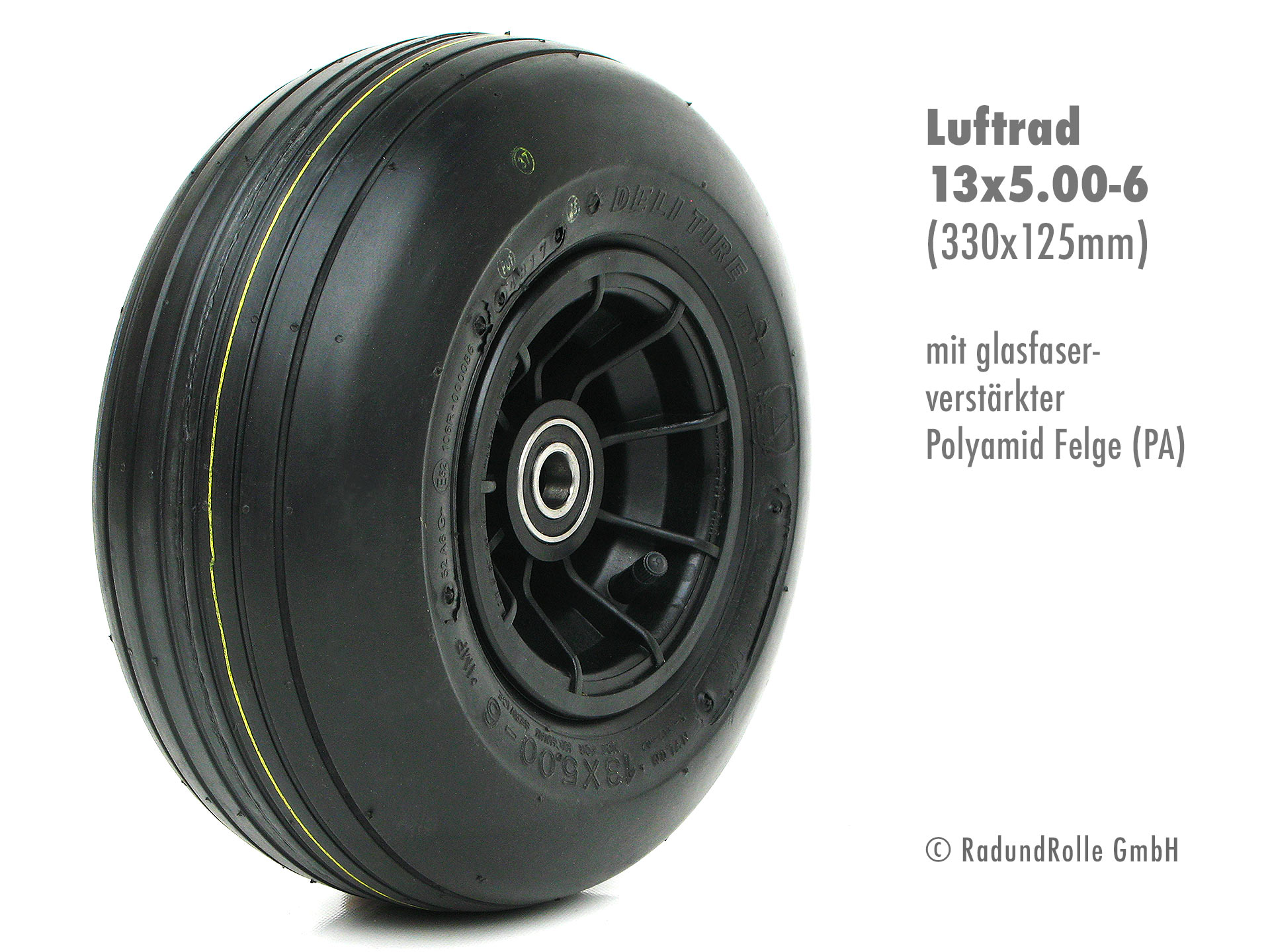 Luftrad Mit Kunststofffelge Rillenprofil 400 Mm 200 Kg Rot-Schwarz