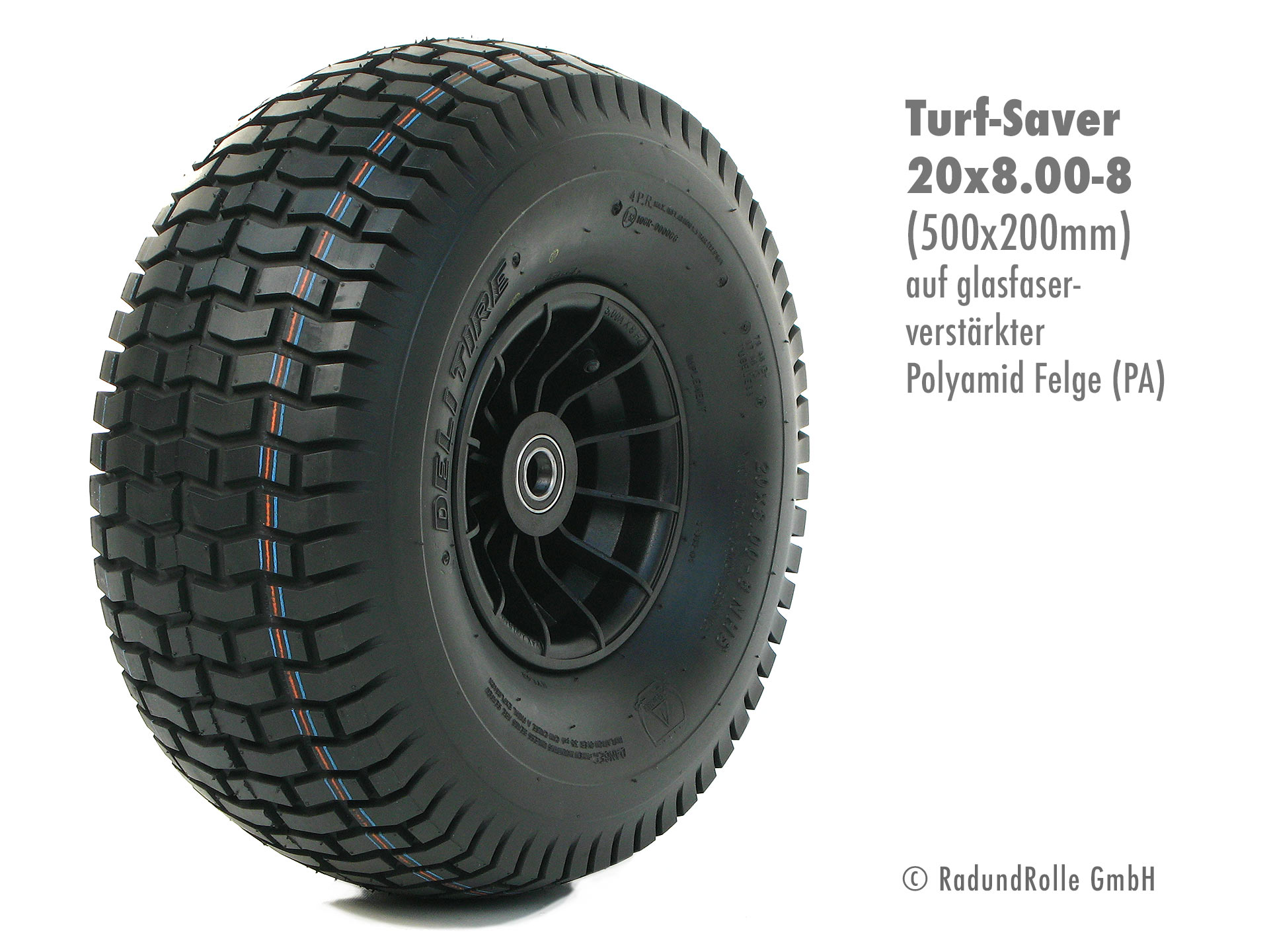 Luftrad 20x8 00 8 mit 4pr turf saver reifen tubeless auf pa